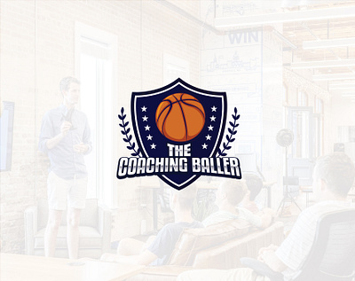 Emblem logo design | The coaching baller 3d typography basketball logo blue emblem logo coaching logo emblem logo sports logo