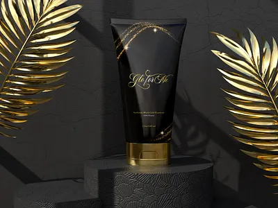 Glo for me | Beauty product logo & packaging design beauty product black packaging design branding creative cursive typography cursive logo facewash golden and silver logodesign packagingdesign typography logo