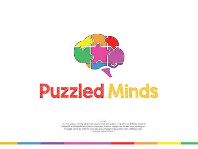 Puzzle Minds | kids logo design brain logo chalkboard logo chalkboard logo colorful logo kids logo mind logo puzzle brain puzzle logo toy shop logo