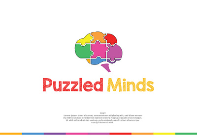 Puzzle Minds | kids logo design brain logo chalkboard logo chalkboard logo colorful logo kids logo mind logo puzzle brain puzzle logo toy shop logo