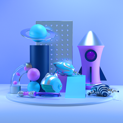 Cotton Candy Space 3d 3d art abstract c4d cinema4d colors geometry illustration shapes space toys