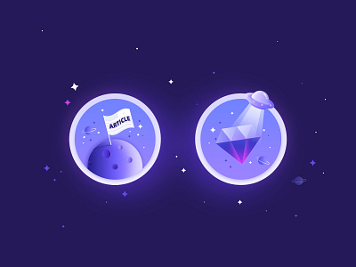 Planet exploration button design diamond