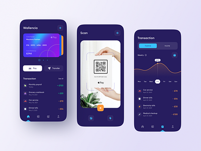 E Wallet App - Financial Application Manager atm card banking app ewallet expense expense manager expense tracker finance finance app financial mobile app money money transfer online payment payment app qr code scan scanner wallet wallet app wallet ui