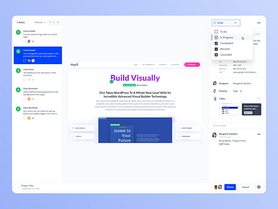 Volley - Project detail asana clean dashboard dropdown dropdown ui flow inbox interface jira task trello uiux volley web app