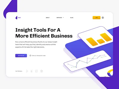 Clear - Landing Page Concept b2b branding business gradients illustration landing page minimal purple typography ui ux vector web website website concept