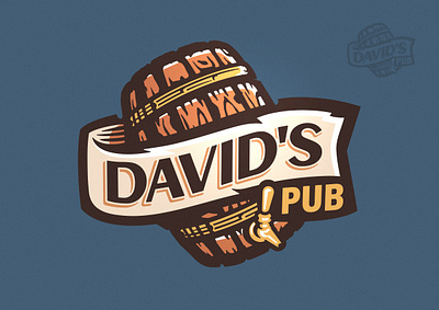 David's Pub Logo bar barrel beer brand branding brew brewery brewing can craft drink food illustration label logo pub restaurant scroll wine