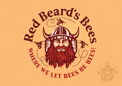 Red Beard's Bees Logo beard bee bees brand branding face farm food honey illustration logo man natural organic packaging product sweet syrup viking yellow