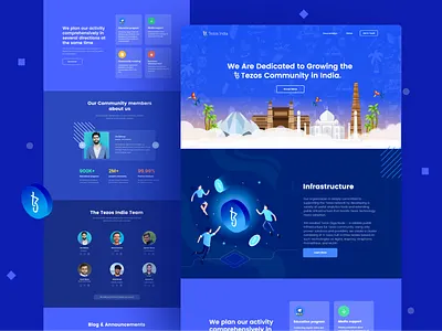 Tezos india Webdesign blockchain blockchain product blue blue theme crypto dark theme indian indian blockchain designer indian style indianpix design studio landing page tezos tezos blockchain tezos community india tezos india tezos india foundation tezos official tezos product webdesign xtz