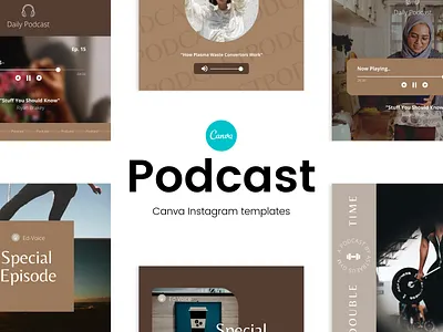 Podcast Canva Instagram Template branding canva template design editorial design grid instagram post instagram template layout layout design podcast template typography