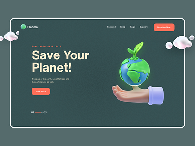 🌍Save The Earth clean dailyui design daily hand hero section layout design simple design ui deisgn