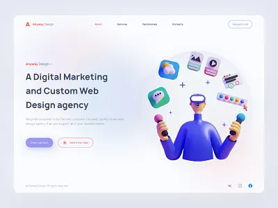 Design Agency 3d agency app blur clean home home page minimal ui uiux ux