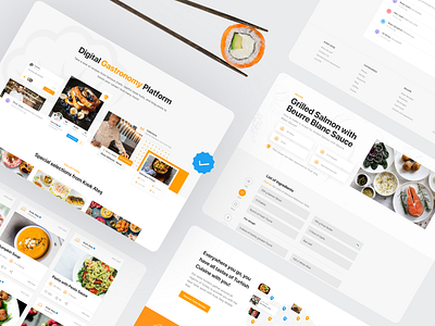 Digital Gastronomy Platform chefs clean components design gastronomy landing minimal profile recipe recipe card responsive restaurant restaurants social social media ui uikit ux web design website