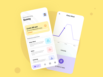 Meditation App app design breathe ios meditation meditation app sunny thecruze ui uidesign uiux