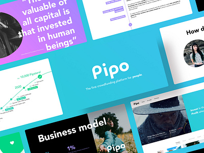 Investors Pitch Deck for Crowdfunding Platform Pipo.io business model campaign case study clean financials graphic design investor logo pitch deck presentation presentation design road map typography ui user interface ux web design web ui