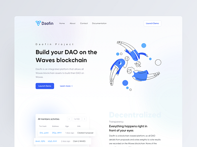 Daofin Landing page concept crypto crypto wallet cryptocurrency dribble gradient gradient design header hero homepage illustraion landing page landing page design landingpage minimal minimalist trendy ui design web design webdesign