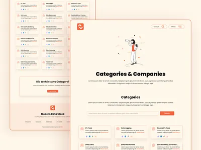 Modern Data Stack - Categories & Companies Page cards colors design illustration modern data stack user experience user interface