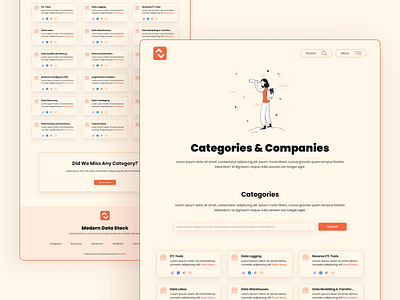 Modern Data Stack - Categories & Companies Page cards colors design illustration modern data stack user experience user interface