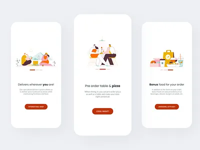 Daily UI - Onboarding app app design behance button couple dailyui dailyuichallenge delivery design flat minimal mobile mobile app onboarding pizza product restaurant typography ui ux