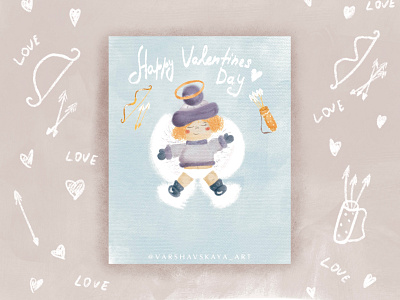 Happy Valentines Day postcard angel art artist artwork character children book illustration children illustration childrens book creative design drawing happy valentines day illustration illustration art illustrator love postcard poster poster design sketch