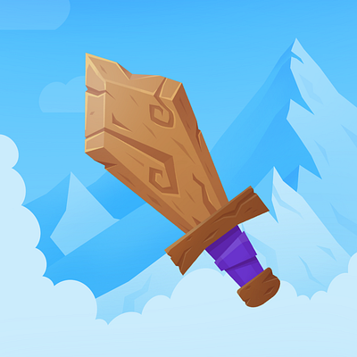 Wooden sword book illustration concept flat gradient icon illustration illustrator minimal picture vector