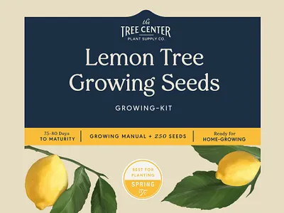 Lemon Tree Growing Seeds Label art brand branding color concept contemporary icon identity illustration illustrator label lettering logo packaging retro spring studio team typography vintage