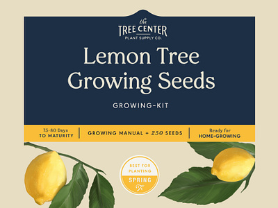 Lemon Tree Growing Seeds Label art brand branding color concept contemporary icon identity illustration illustrator label lettering logo packaging retro spring studio team typography vintage