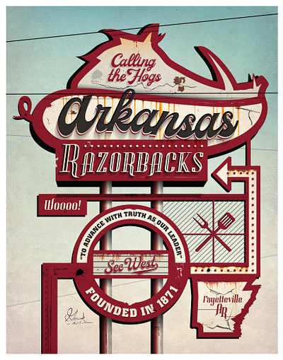 Arkansas Vintage Poster 2d branding design illustration illustrator typography vector