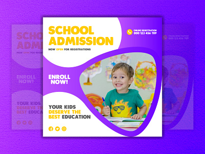 Kids school education admission social media banner back back to school banner child children education flyer instagram kid media post school school children social square template to