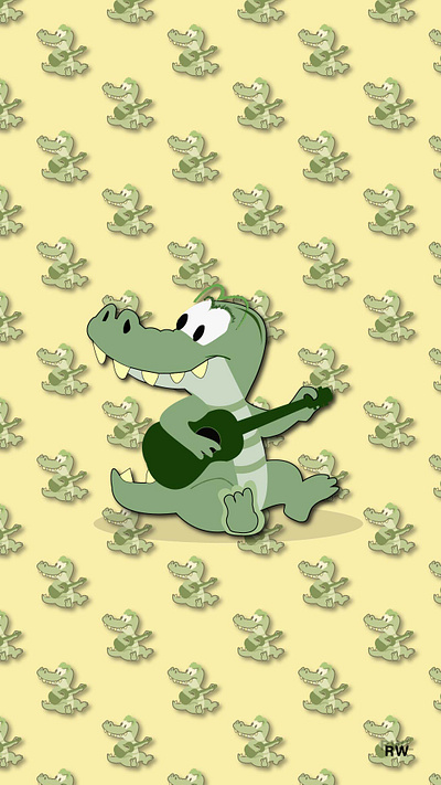 Croco animal animation art crocodile design guitar illustration