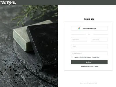 Fume Sign Up Page #DailyUI001 design ui