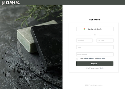 Fume Sign Up Page #DailyUI001 design ui