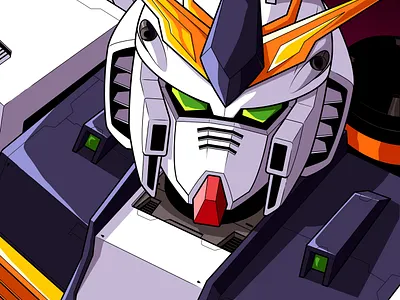 Nu Gundam 80s 90s anime art direction character design comics design gundam illustration mecha panama robot