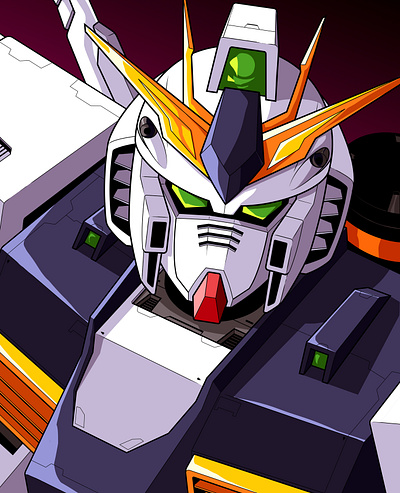 Nu Gundam 80s 90s anime art direction character design comics design gundam illustration mecha panama robot