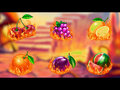 Hell Fruits slot symbols animation animated symbols animation slot casino animation casino game design casino slot animation digital art gambling game animation game animators game art game design game design animator graphic design motion design motion graphics slot animation slot animators symbol design symbols animation