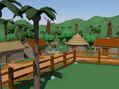 Low Poly Village | Autodesk Maya 3d art 3d design 3d modeling autodesk maya exterior low poly lowpolyart vray