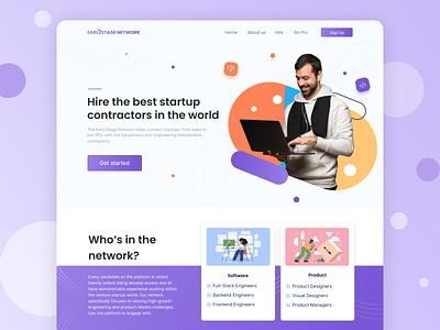 Earlystage network branding design flat freelance hire people product ui ux web website