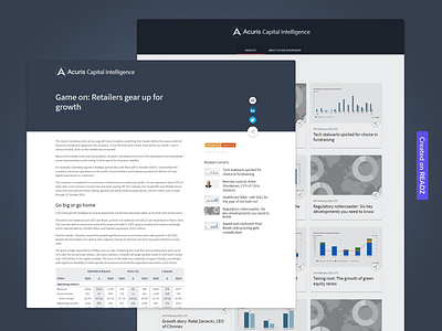 Digital report for Acuris Capital Intelligence digital brochure digital report finance