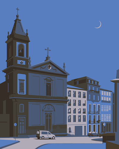 Porto, Portugal adobeillustrator art church city digitalart digitalillustration drawing europe illustration illustrator night porto portugal poster street streetart tourism travel vector vectorart