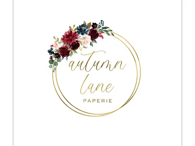 Burgundy and Pink Bouquet with Gold Rings Logo brand brand design brand identity branding branding design design floral logo flower logo illustration logo logo design logodesign logos logotype premade logo round logo watercolor logo