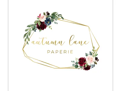 Burgundy and Pink Bouquet with Gold Geometric Frame Logo brand brand design brand identity branding branding design business branding design floral logo flower logo illustration logo logo design logodesign logos logotype premade logo