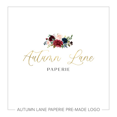 Burgundy Floral Bouquet Logo brand brand design brand identity branding branding design design floral logo flower logo illustration logo logo design logodesign logos logotype premade logo watercolor logo