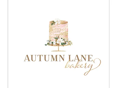 Cake and Cake Stand with Florals Bakery Logo bakery logo brand brand design brand identity branding branding design cake logo design flower logo glitter logo illustration logo logo design logodesign logos logotype magnolia logo premade logo watercolor logo