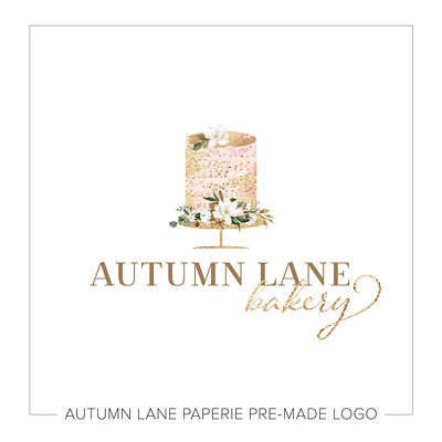 Cake and Cake Stand with Florals Bakery Logo bakery logo brand brand design brand identity branding branding design cake logo design flower logo glitter logo illustration logo logo design logodesign logos logotype magnolia logo premade logo watercolor logo
