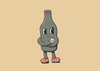 Bottle & Hammer 1930s bottle cartoon cartoon character character hammer hand drawn illustration retro vintage vintage toons