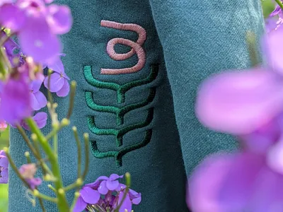 Aunt B's Blossoms sweatshirt badge branding design embroidery flower icon illustration lettering linework logo merch sweater sweaters sweatshirt type