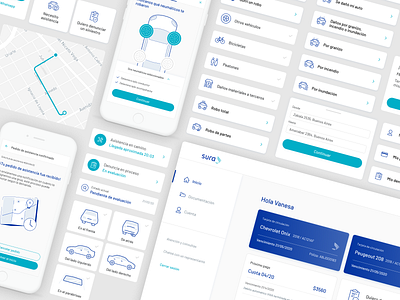 Seguros Sura - App de Autogestión aerolab app cards components dashboad design desktop icons illustration insurance library map mobile mobile app platform product design ui ux ux ui web design