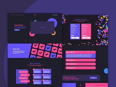 Arial Alerts Cook Group Website Design dark theme flat geometric landing page landing page design minimalist purple saas vibrant web design website