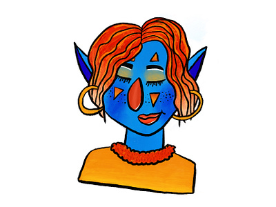 Blue Elf elf illustraion procreate