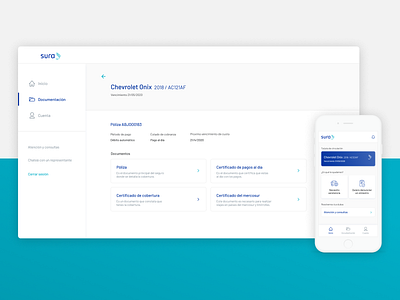 Seguros Sura - App de Autogestión aerolab app cards components dashboard design desktop icons illustration insurance library mobile mobile app platform product design ui ux ux ui web design