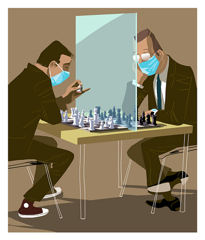 Michael Meister for ETH Globe artwork chess chess players conceptual art conceptual illustration covid digital editorial editorial art editorial illustration health illustration illustration agency illustration digital illustrationart illustrationartist illustrator masks people social distance